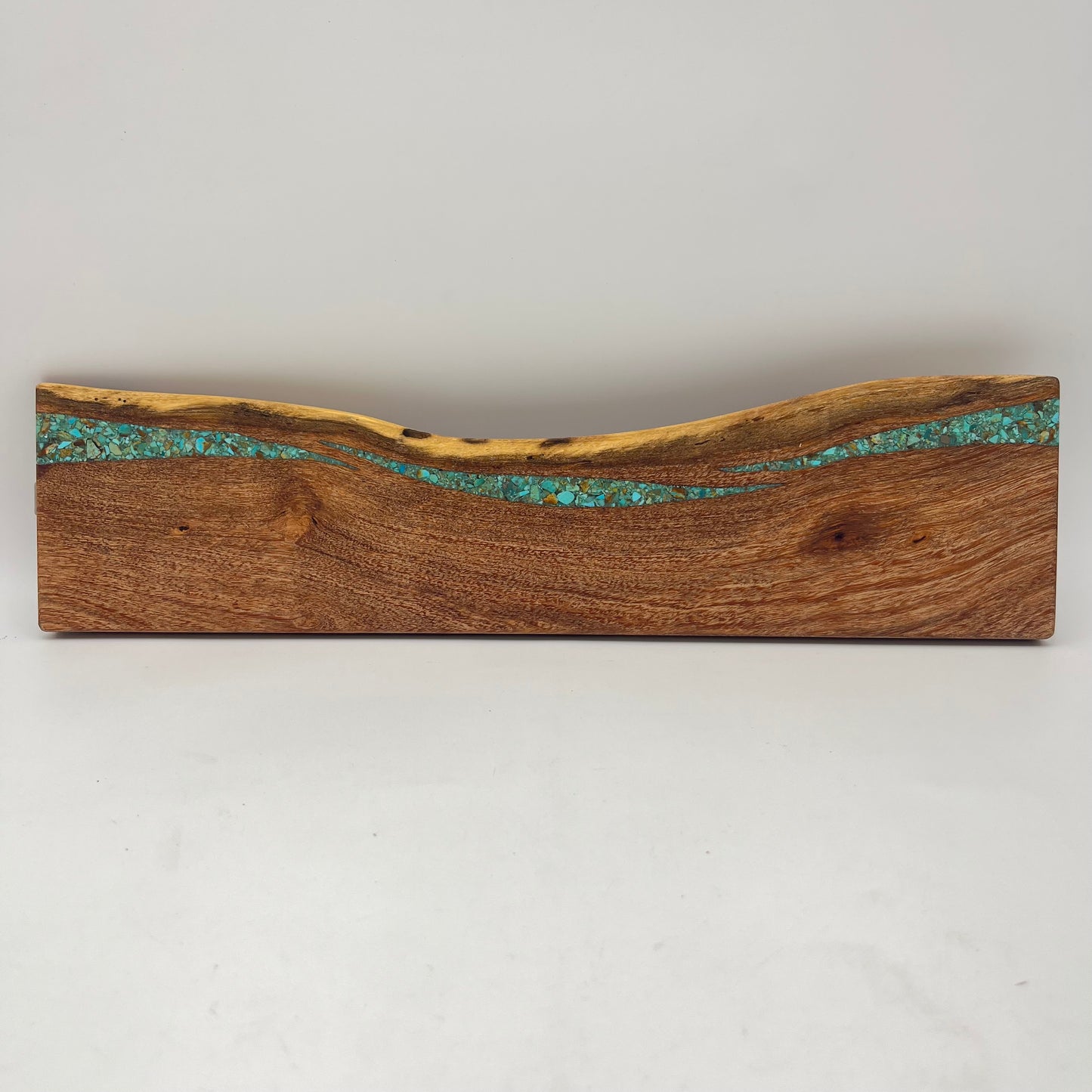 Knife block with Kingman turquoise inlaid