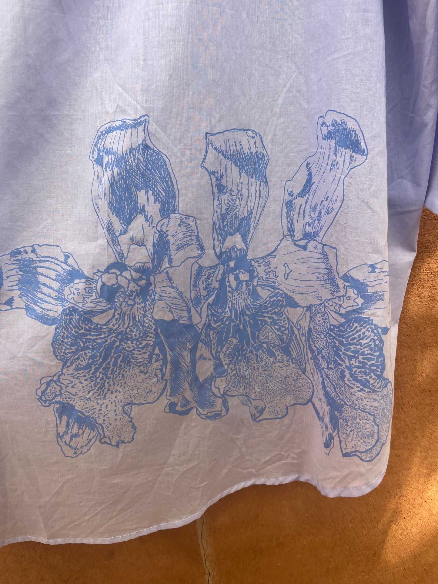 Long Sleeve Blouse- Andean Flower imprinted - Silk and Cotton Blend