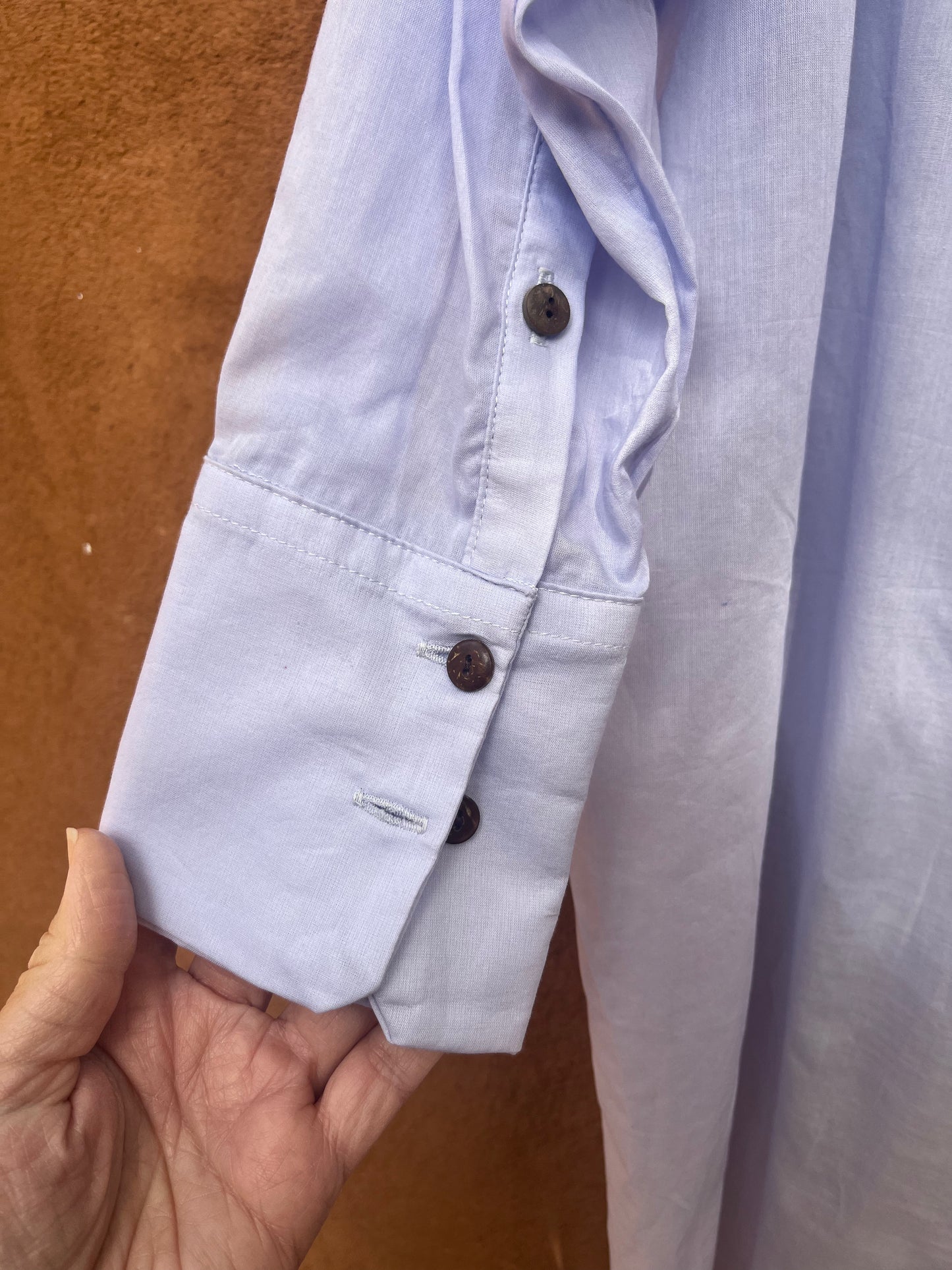 Long Sleeve Blouse- Andean Flower imprinted - Silk and Cotton Blend