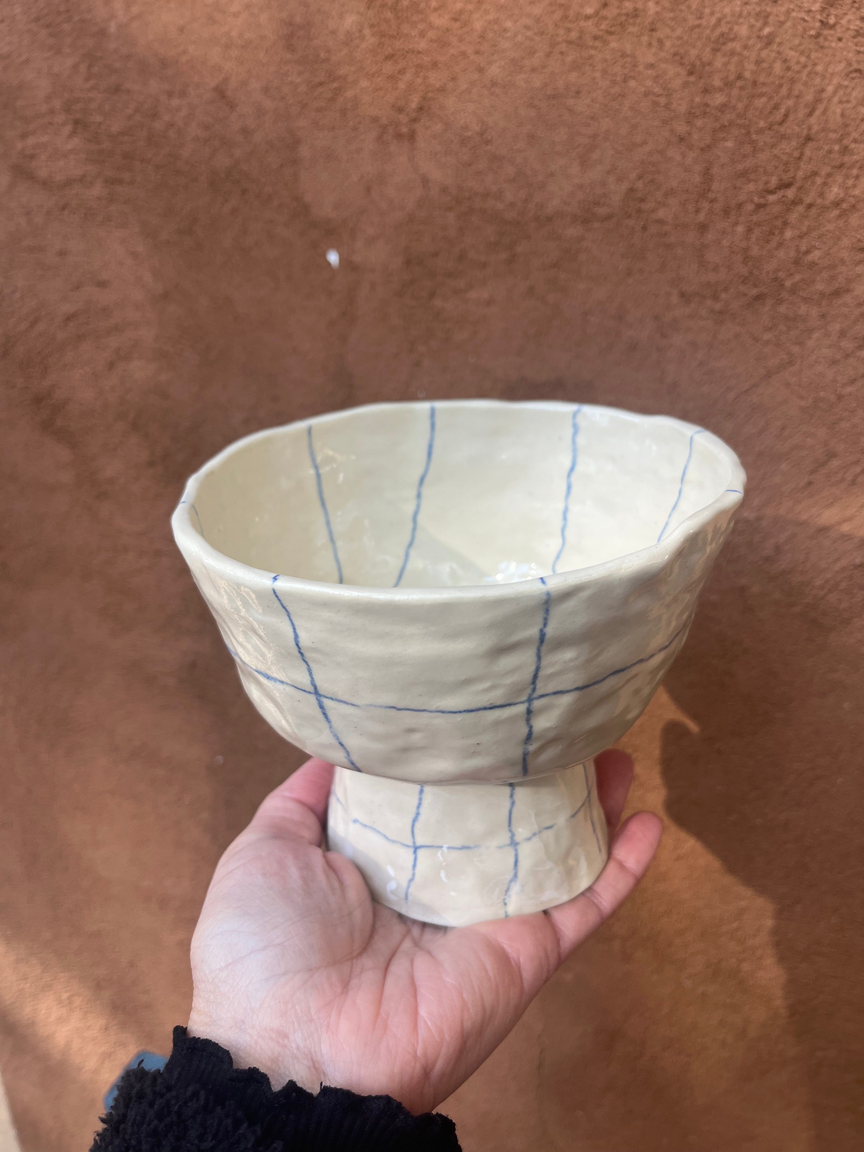 Blue Crayon - Stoneware Pedestal Bowl - 2 sizes