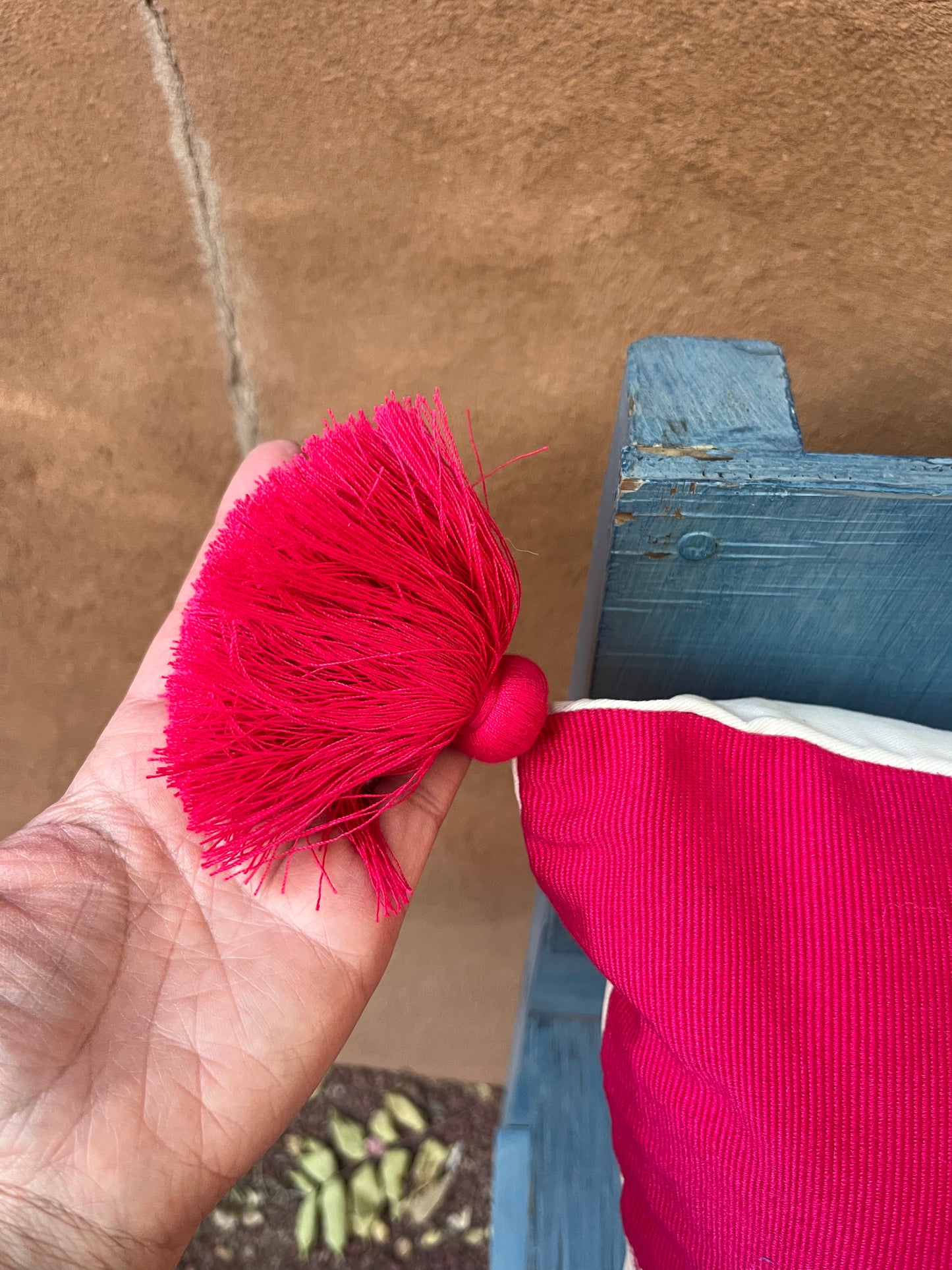 Square pillowcase pink and white - 18” x 18”