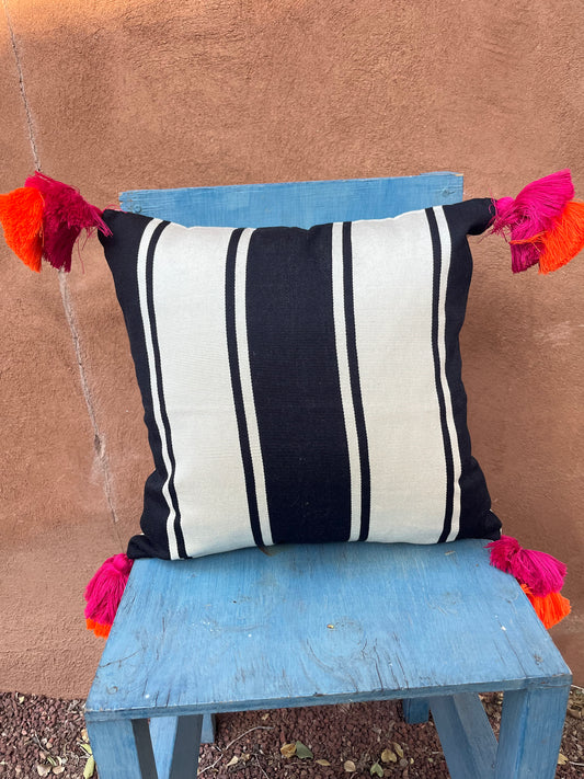 Square pillowcase - thin and wide lines - black and white 18” x 18”