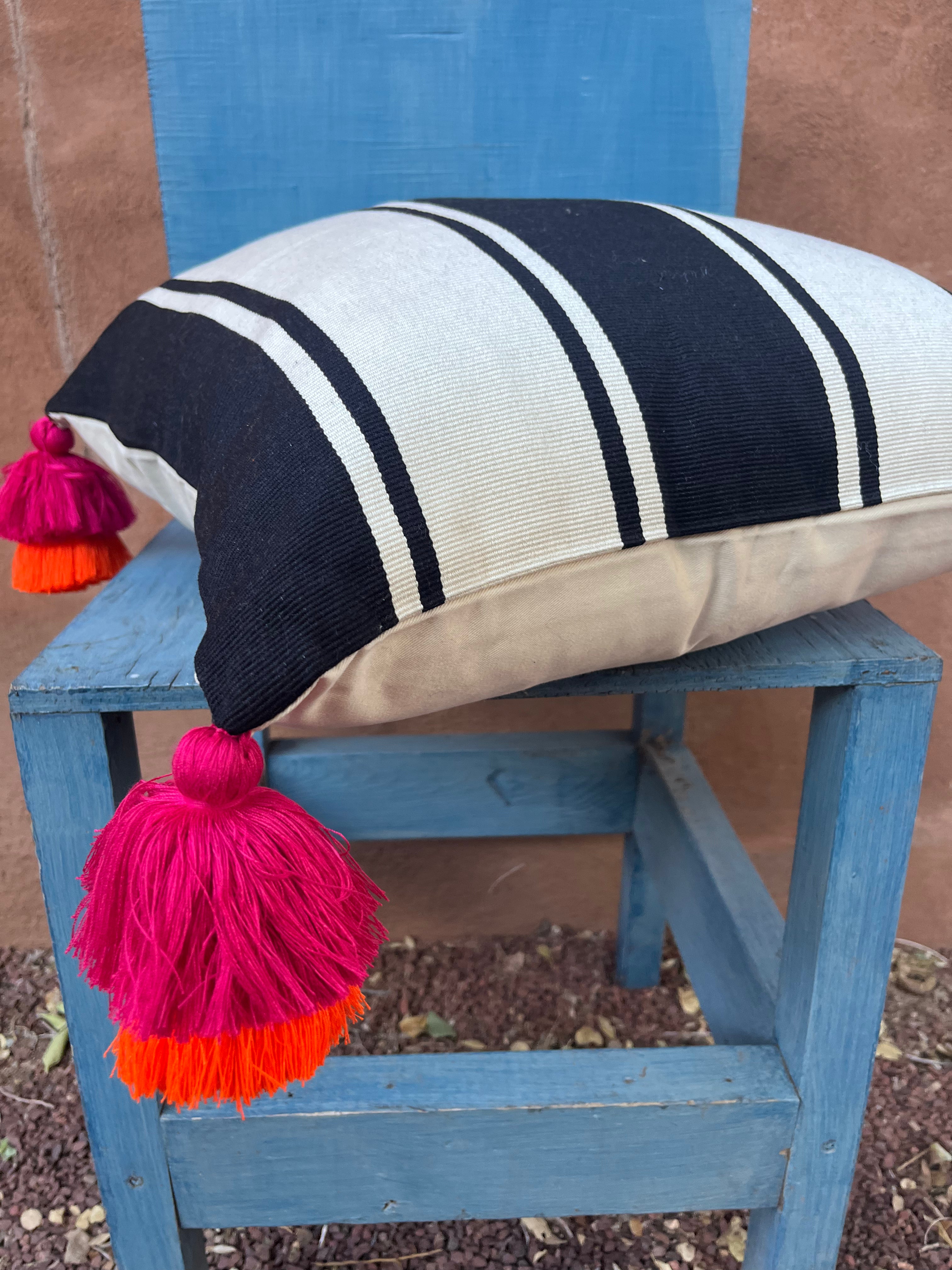 Square pillowcase - thin and wide lines - black and white 18” x 18”