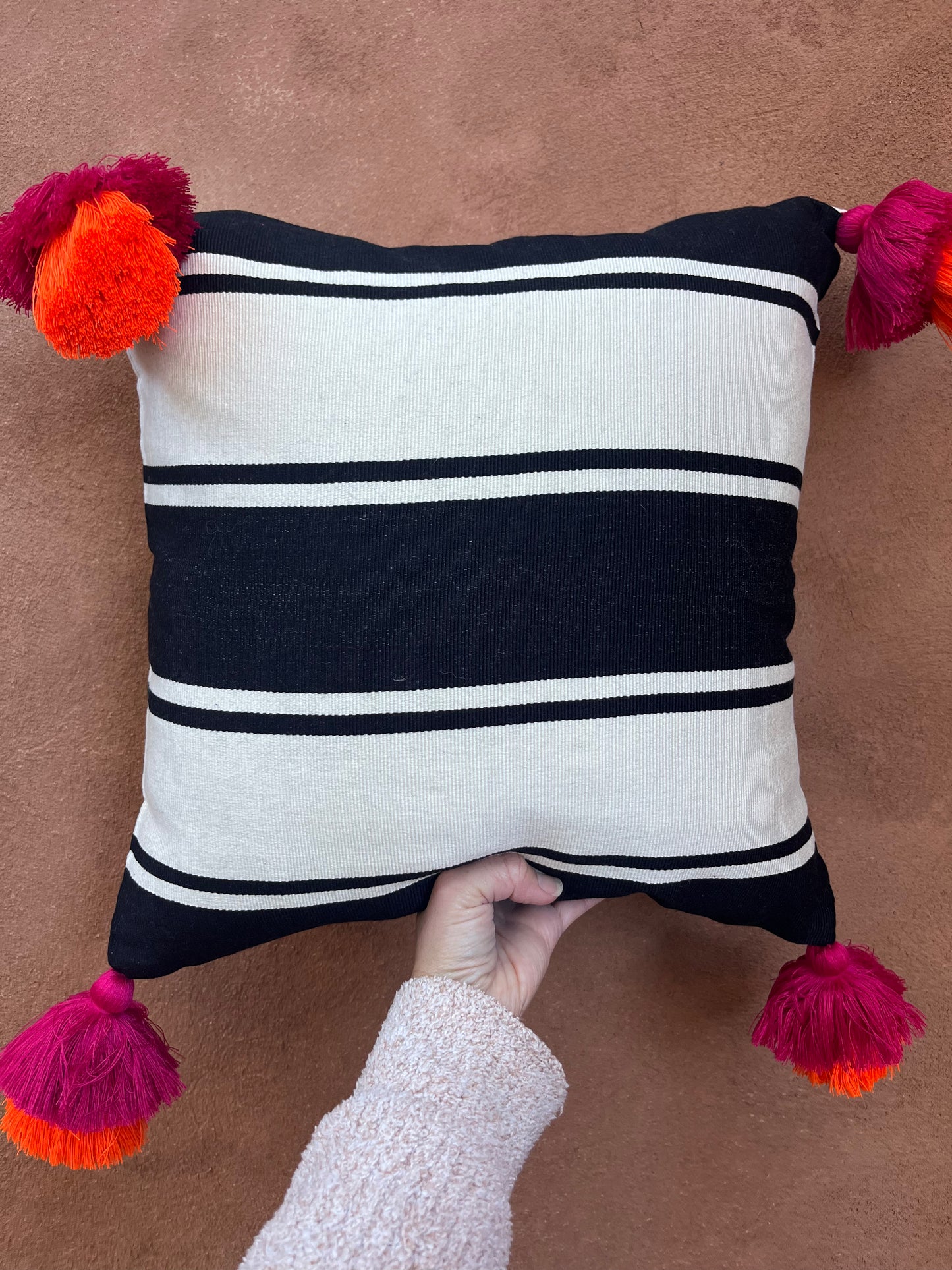 Square pillowcase - thin and wide lines - black and white 18” x 18”