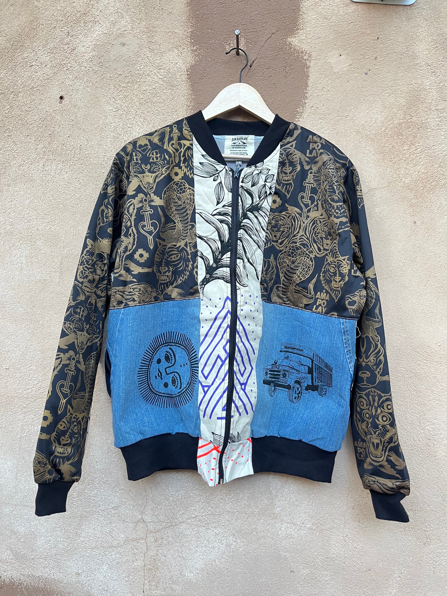 Upcycled Jacket ~ Screen Printed ~ Large