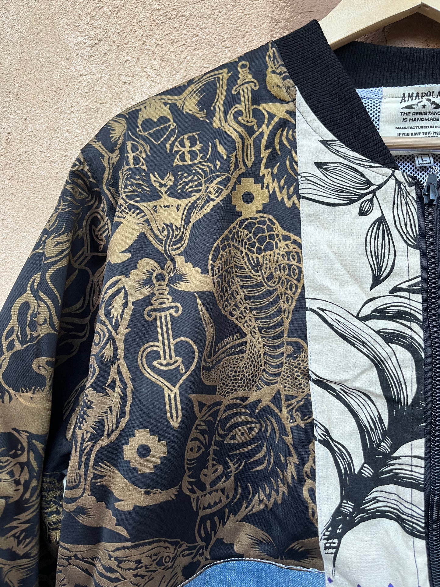 Upcycled Jacket ~ Screen Printed ~ Large