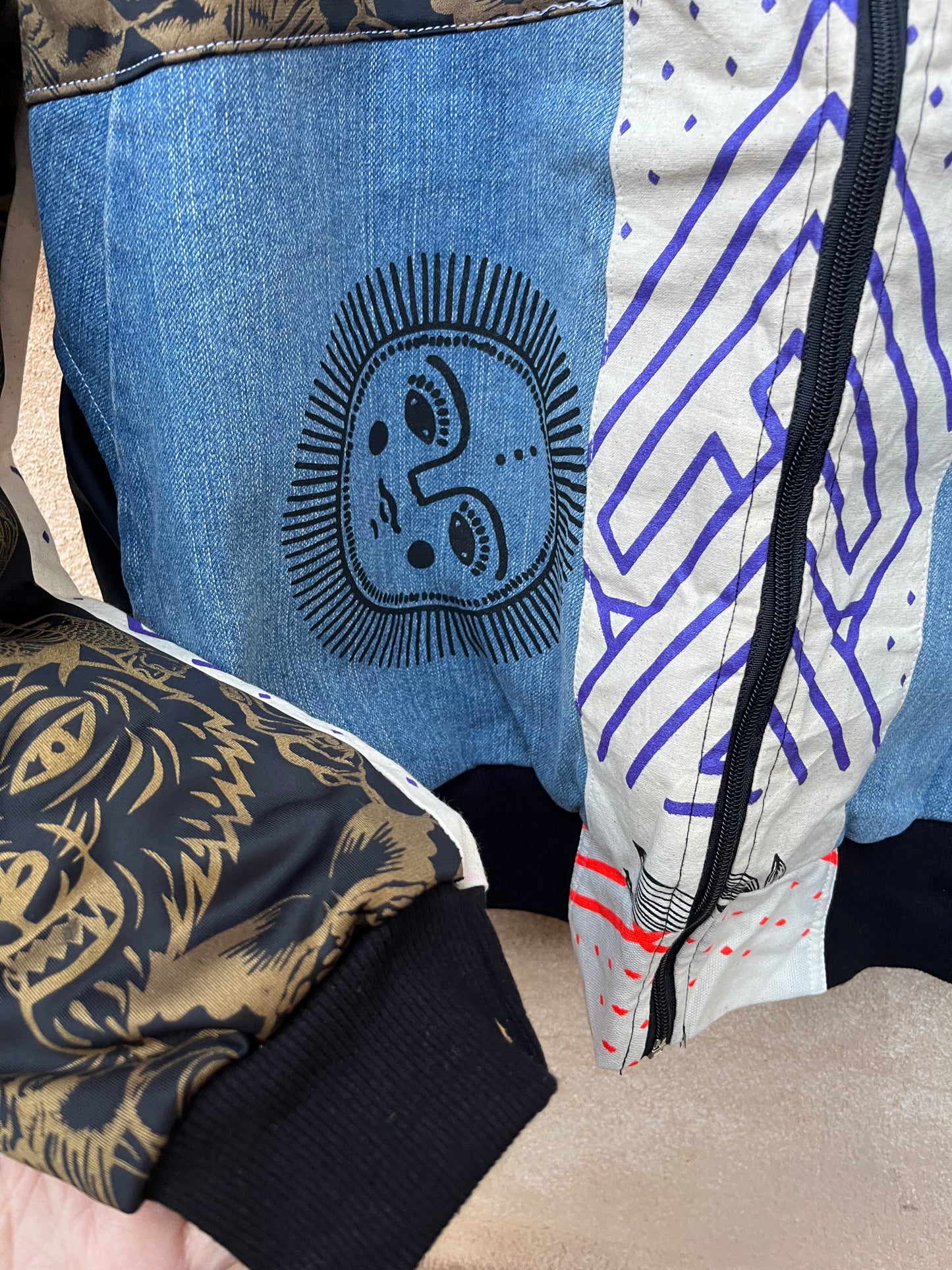 Upcycled Jacket ~ Screen Printed ~ Large