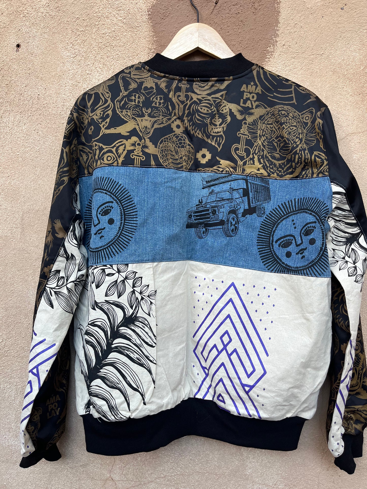 Upcycled Jacket ~ Screen Printed ~ Large