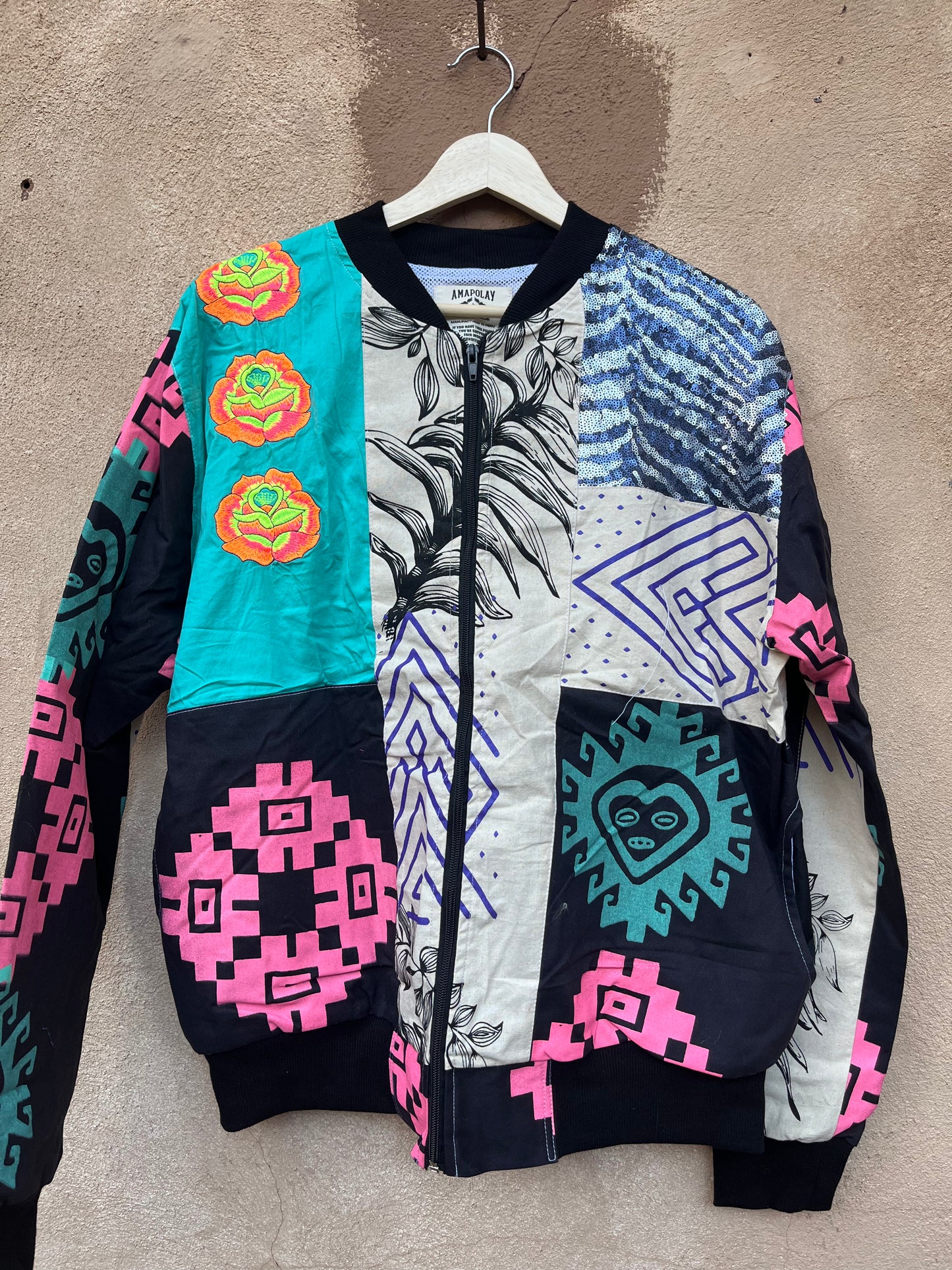 Upcycled Jacket ~ Screen Printed ~ Large