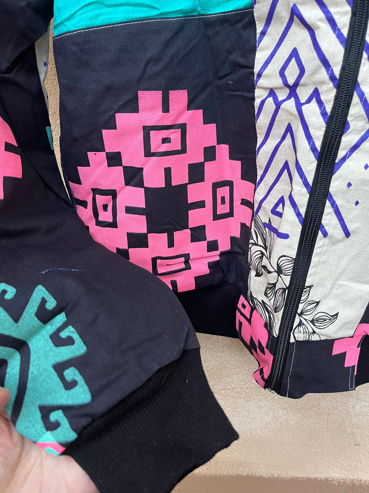 Upcycled Jacket ~ Screen Printed ~ Large