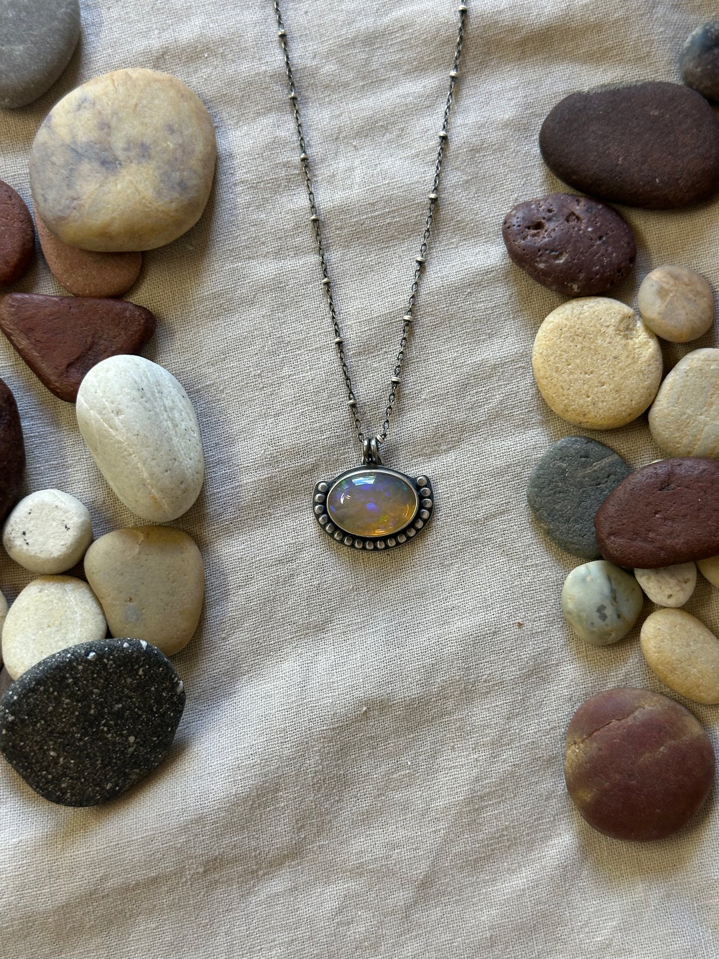 Ethiopian Opal & Sterling Silver Necklace