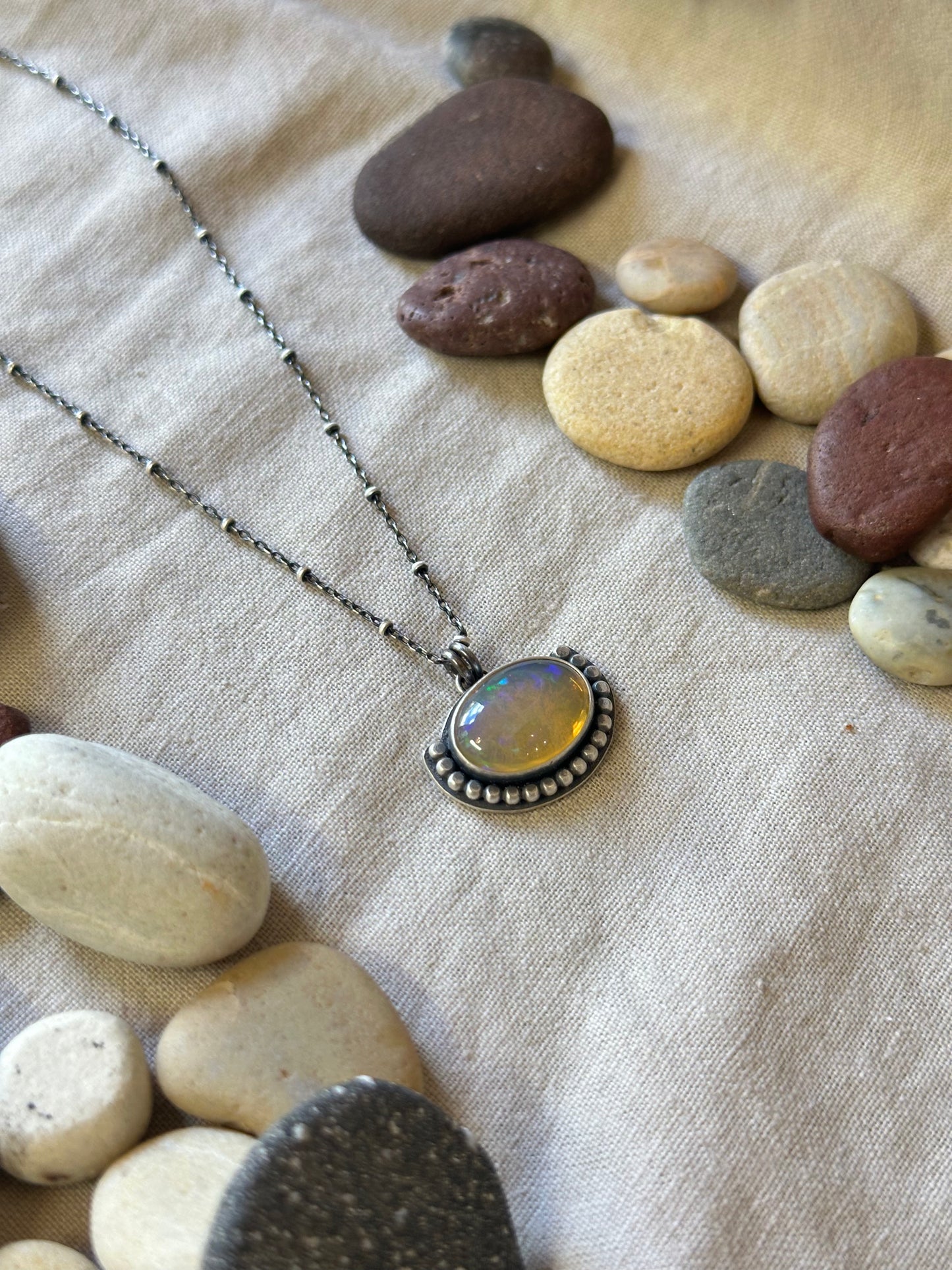 Ethiopian Opal & Sterling Silver Necklace