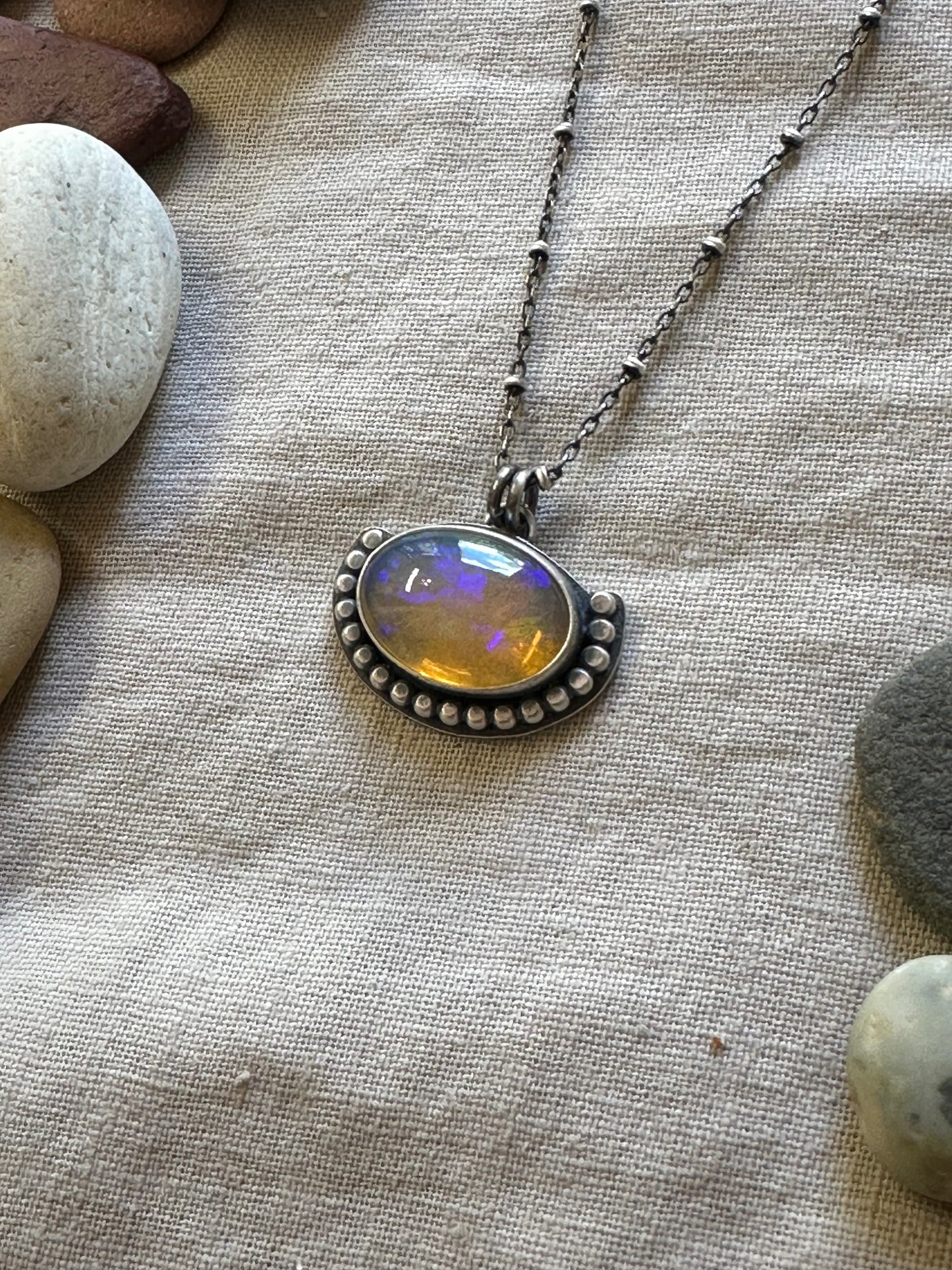 Ethiopian Opal & Sterling Silver Necklace