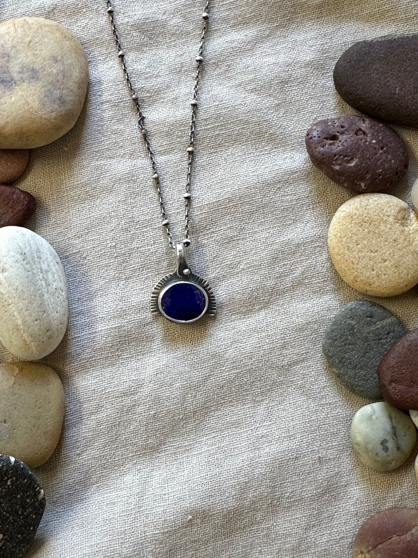 Lapis Lazuli - Sunset Necklace - Sterling silver
