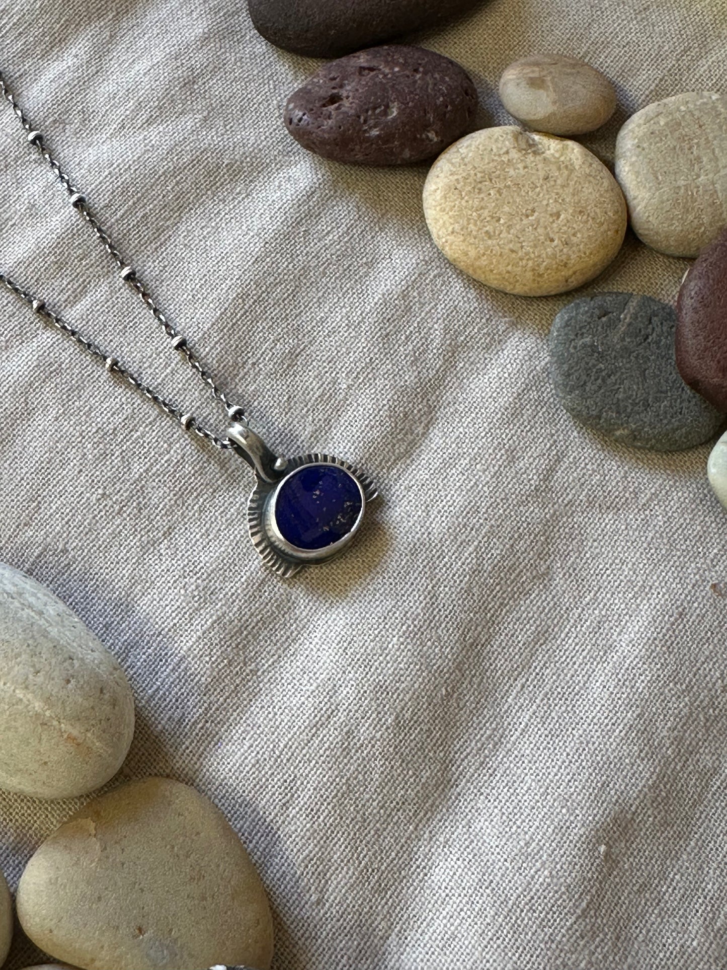 Lapis Lazuli - Sunset Necklace - Sterling silver