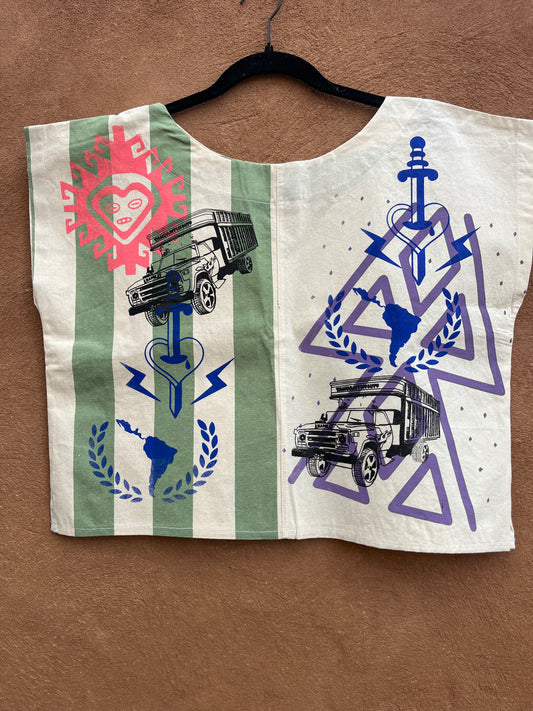 Screenprinted Box top ~ Med ~ Tocuyo ~ 100% Raw cotton