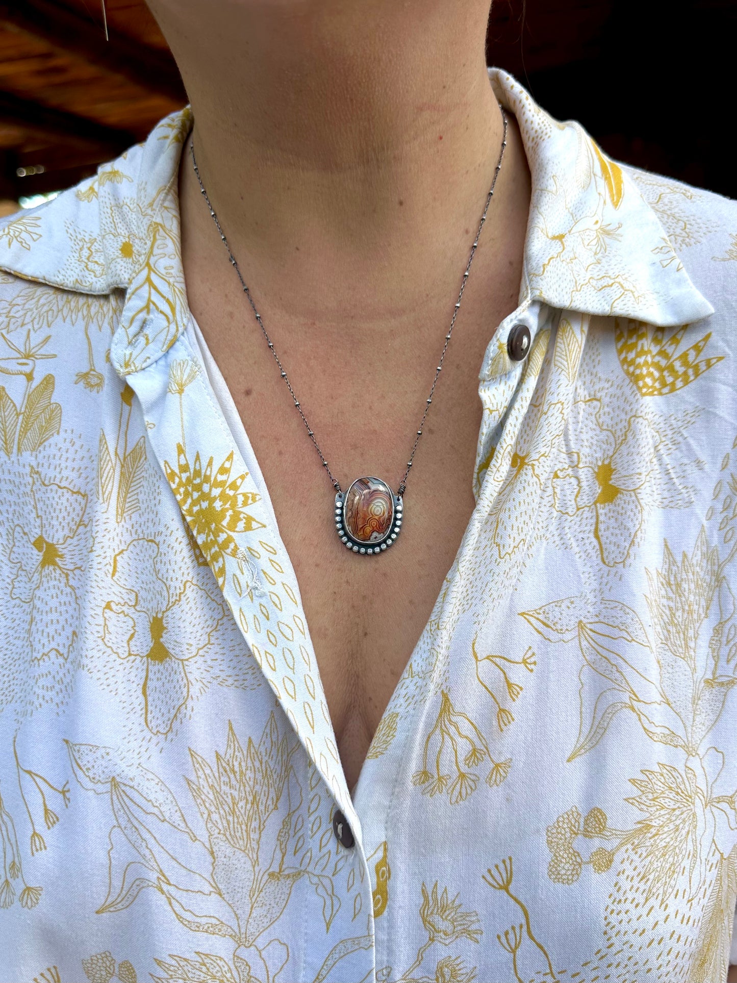 Crazy Lace Agate Amulet Necklace