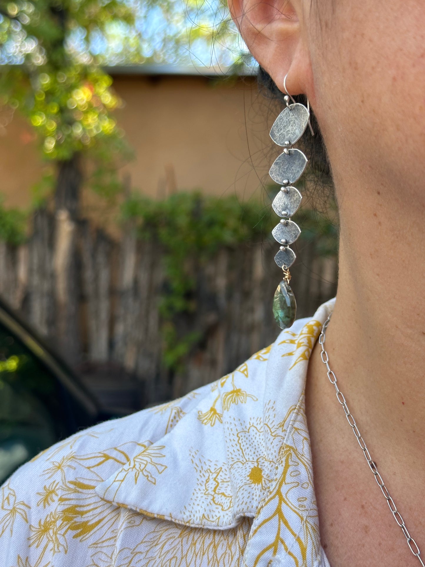 Labradorite ~ Connected dangle earrings ~ sterling silver
