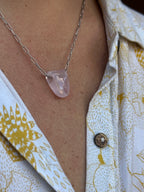 Pierced Rose Quartz Pendant Necklace - Rose Quartz