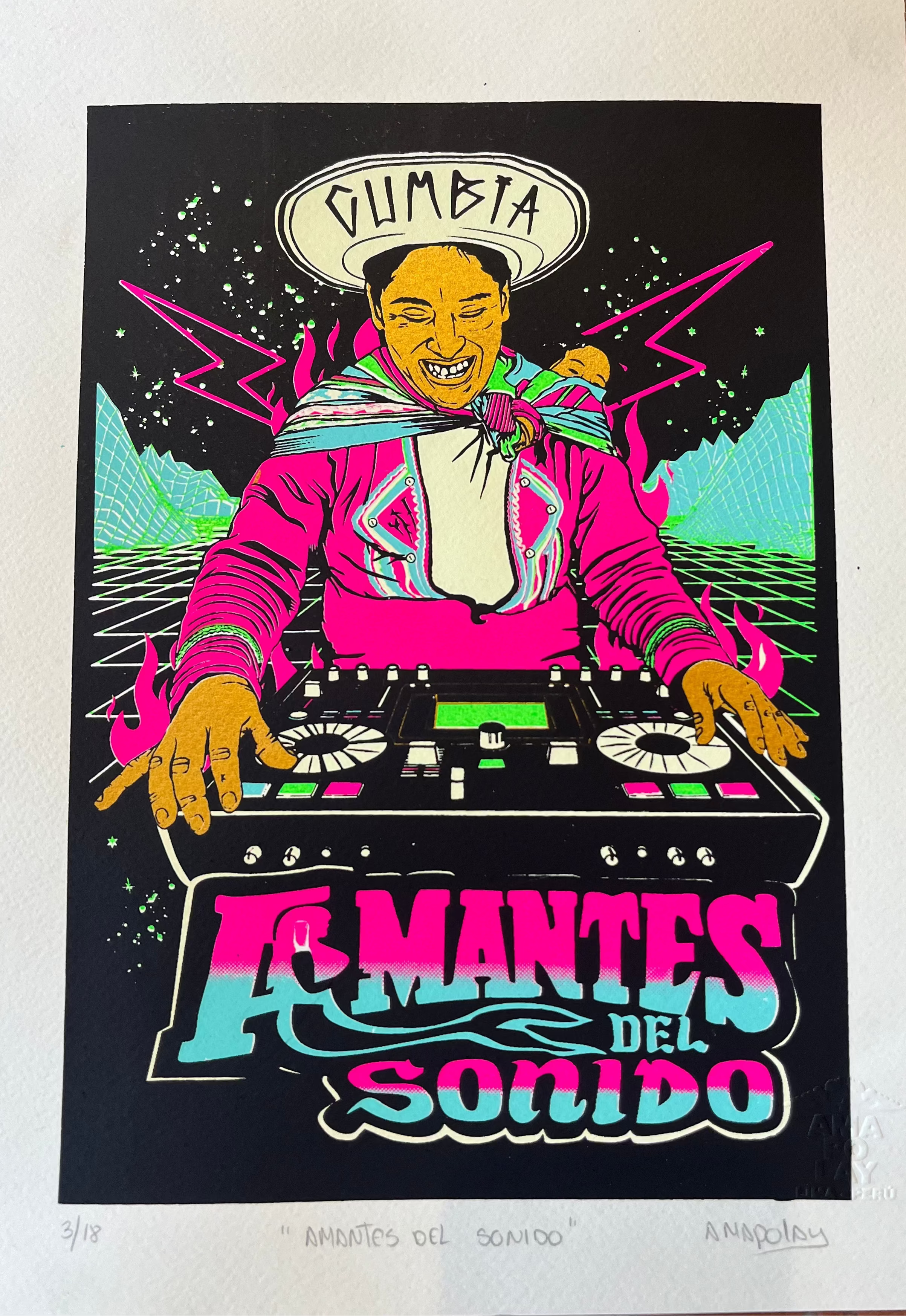 Amantes Del Sonido ~ Serigraphy 10” by 14”