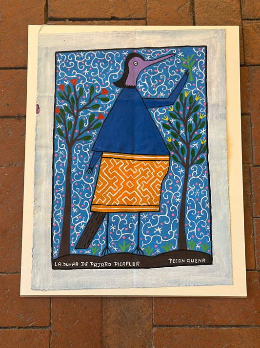 El Dueno Del Pajaro del Picaflor ~ acrylic on canvas - 13.5 x 18