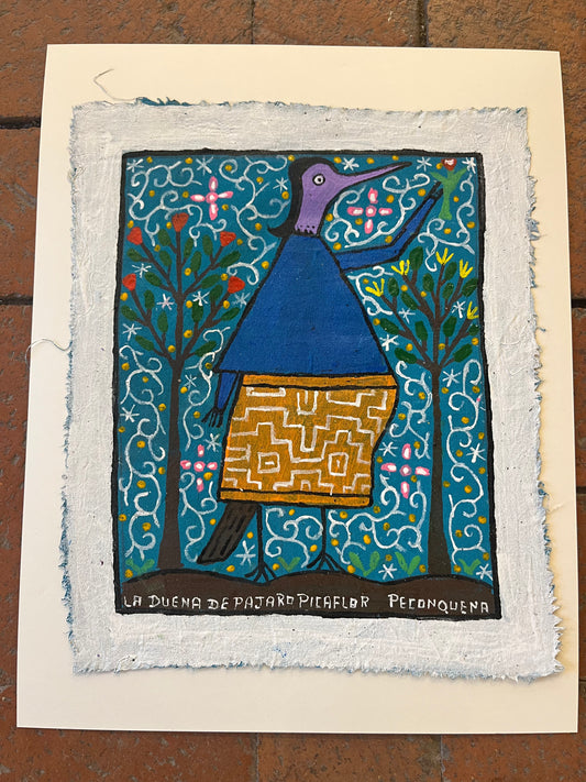 La Dueña de Pajaro Picaflor - acrylic on canvas ~ 9.5” x 11 3/8”