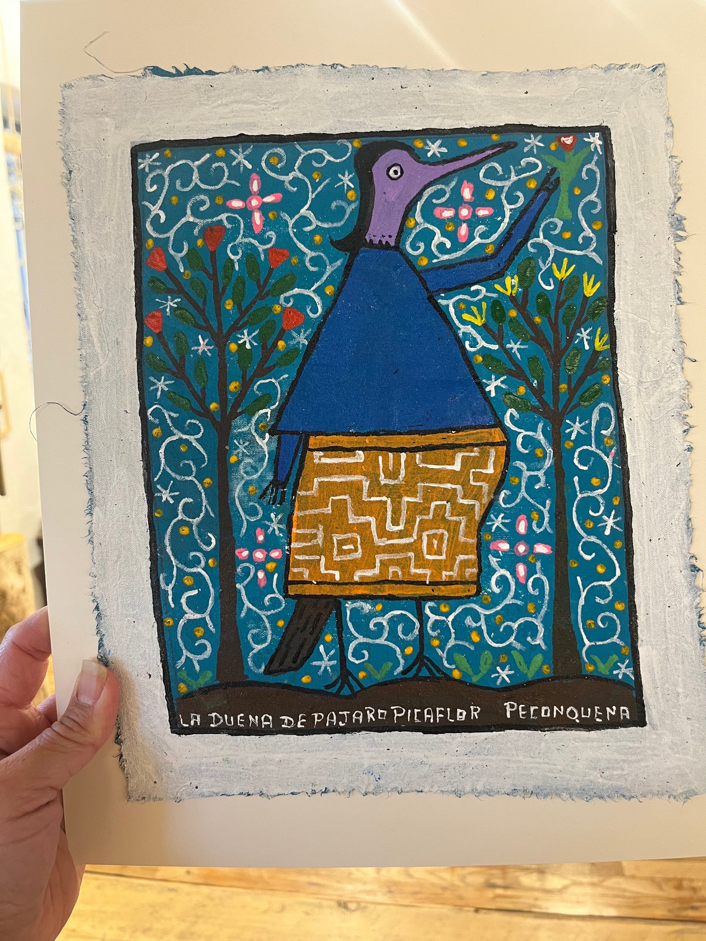 La Dueña de Pajaro Picaflor - acrylic on canvas ~ 9.5” x 11 3/8”