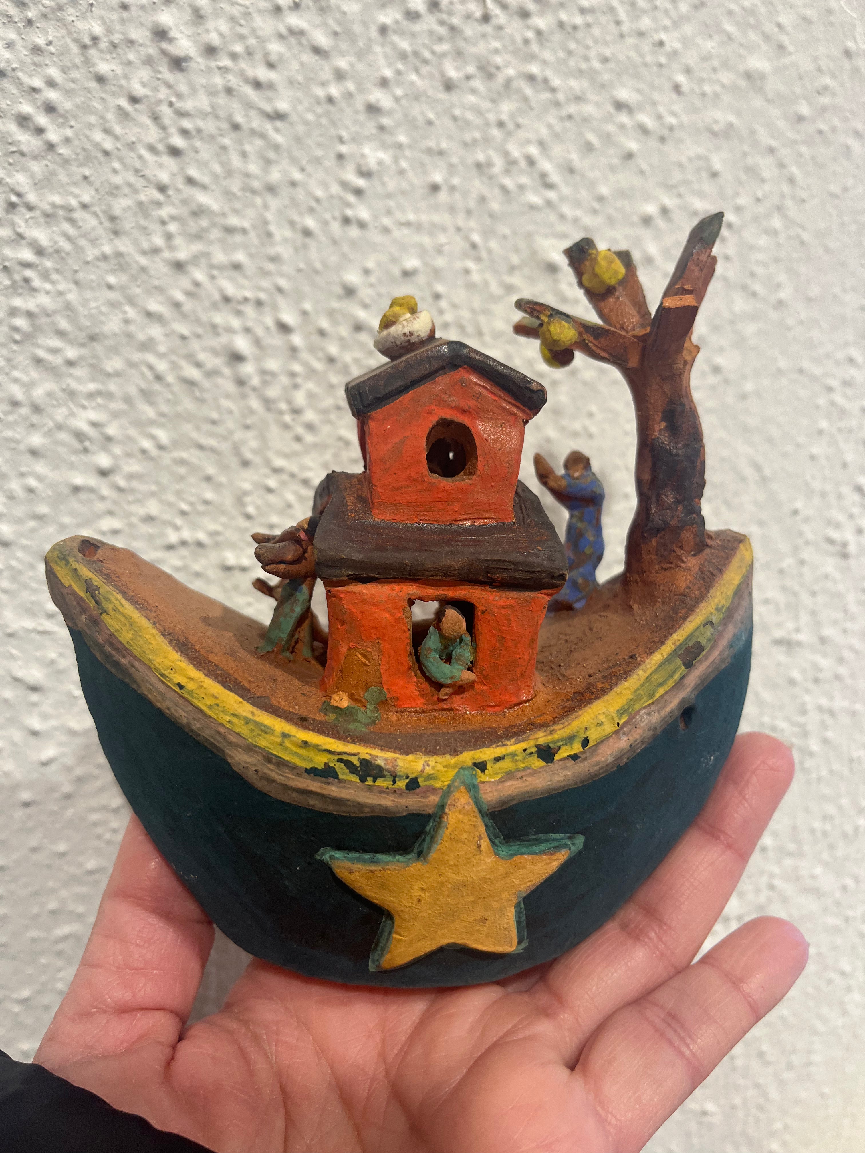 Flute Boat ~ miniature Sculpture - assorted