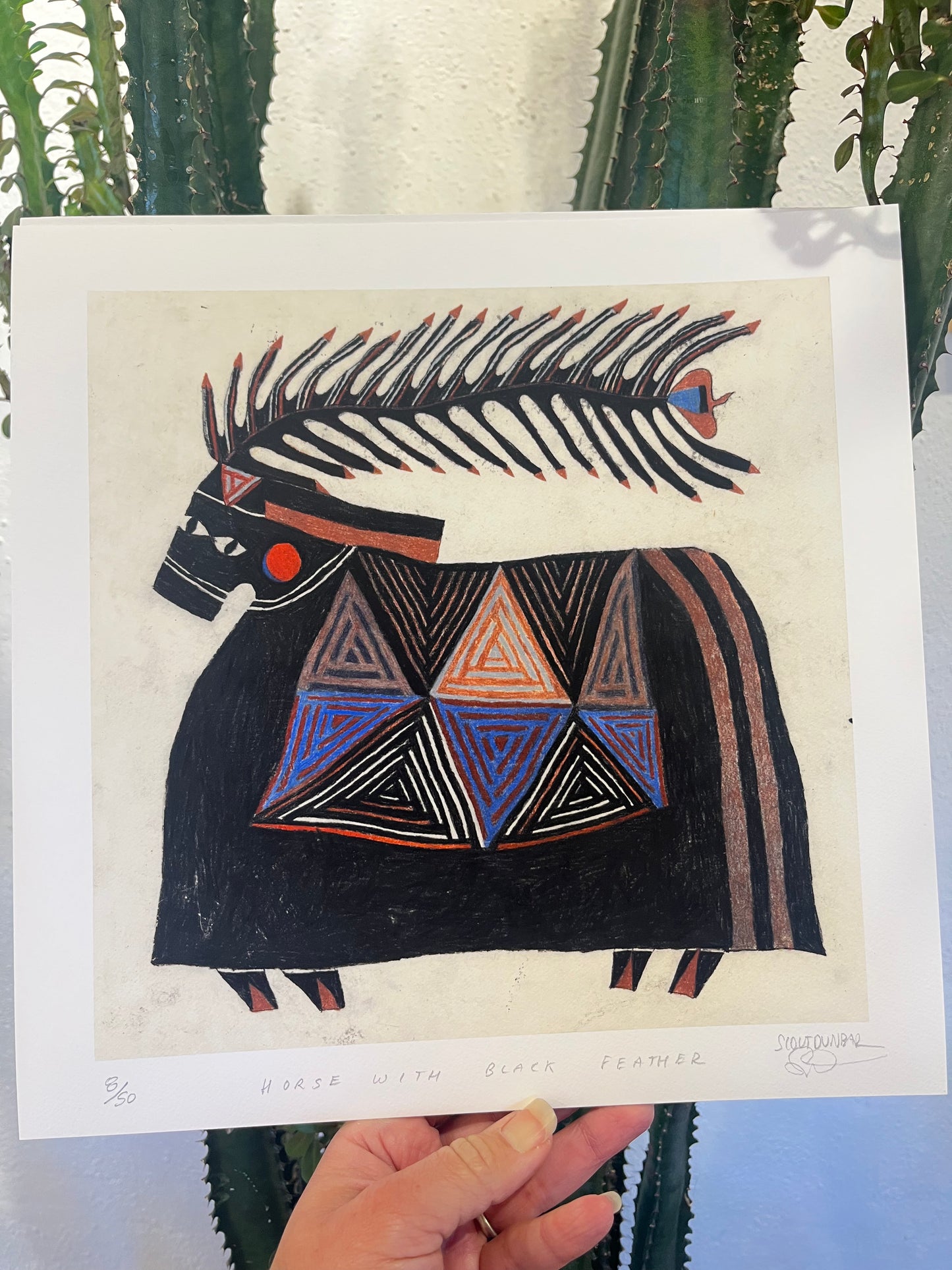 Horse with Black Feather - Print 12 x 12 - LIMITED EDITION