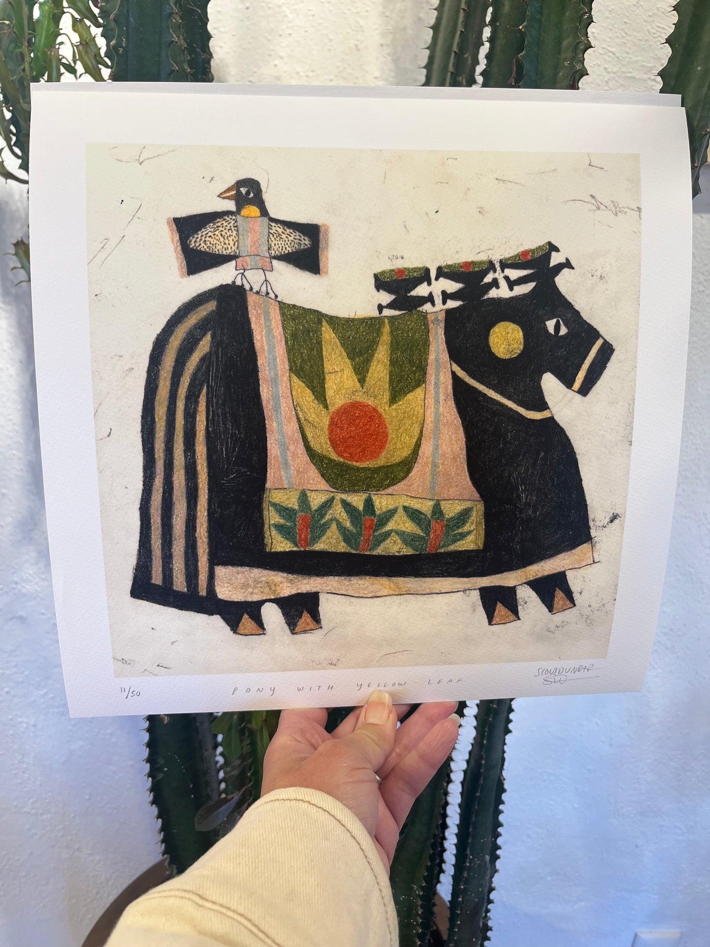 Pony with Yellow Leaf - Print 12 x 12 - LIMITED EDITION