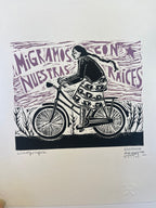 Migramos con Nuestras Raices - Linocut 9”x12.5”