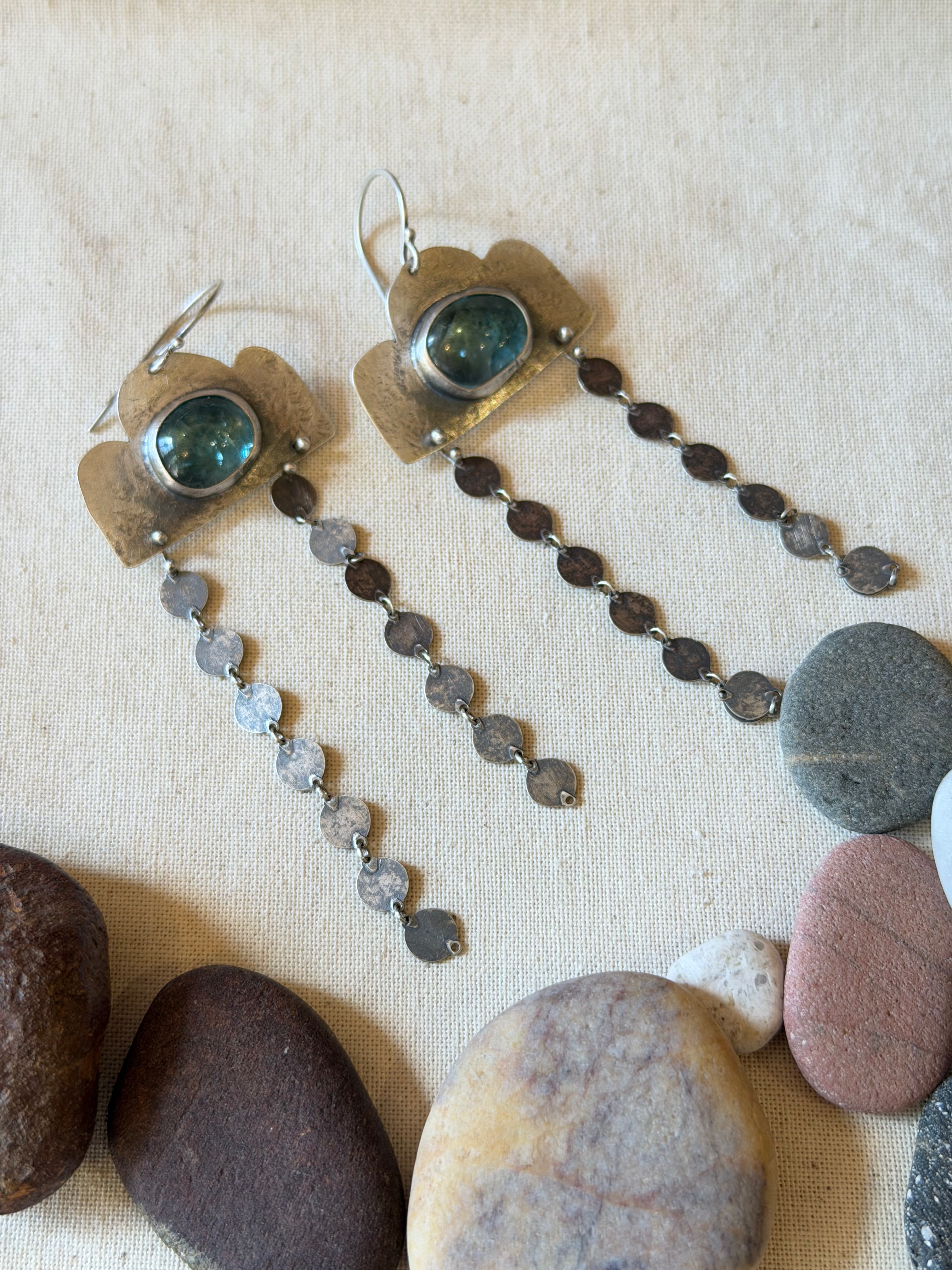 Apatite - dangle earrings - sterling silver