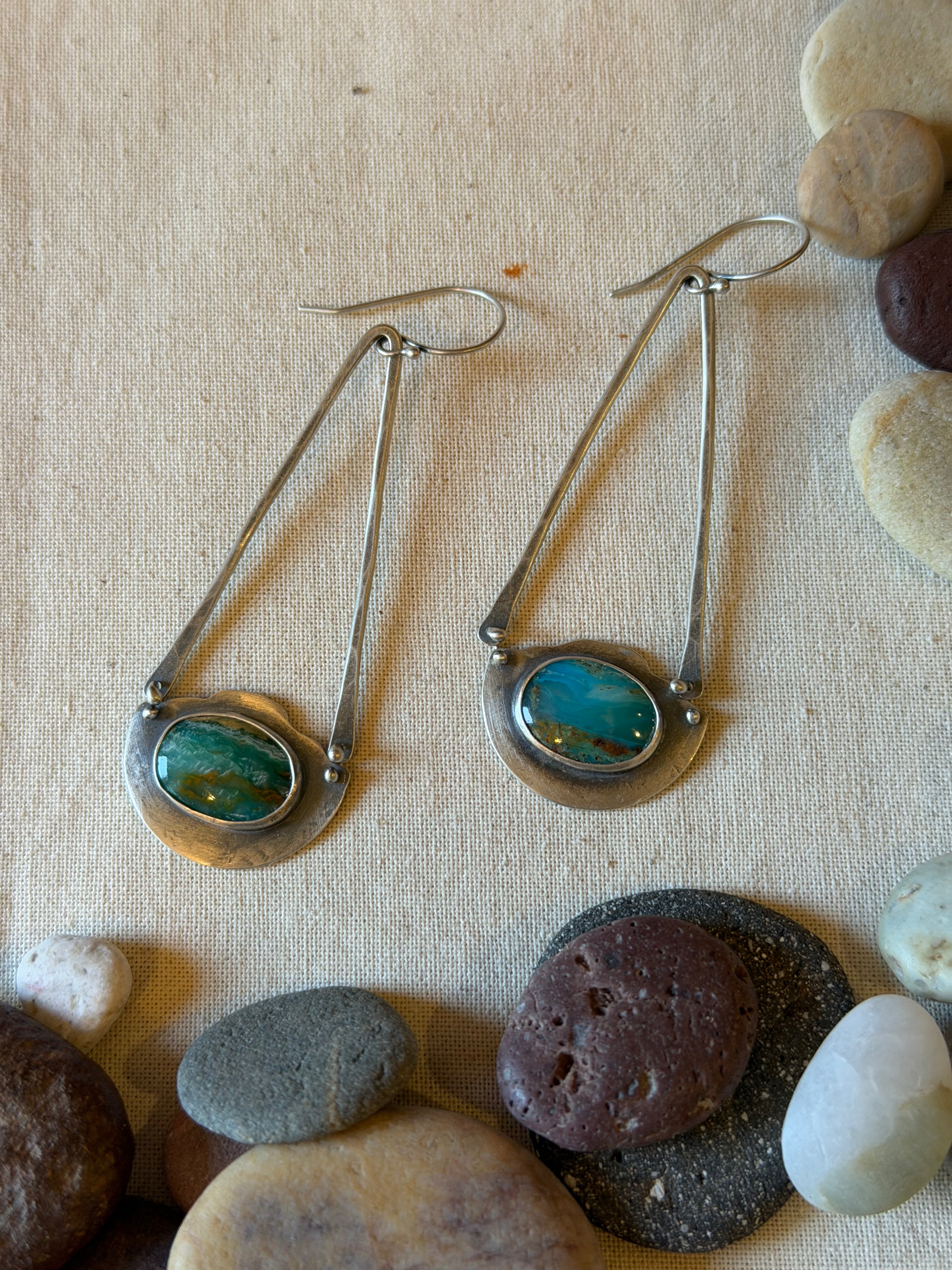 Peruvian Opal Earrings - Sterling Silver