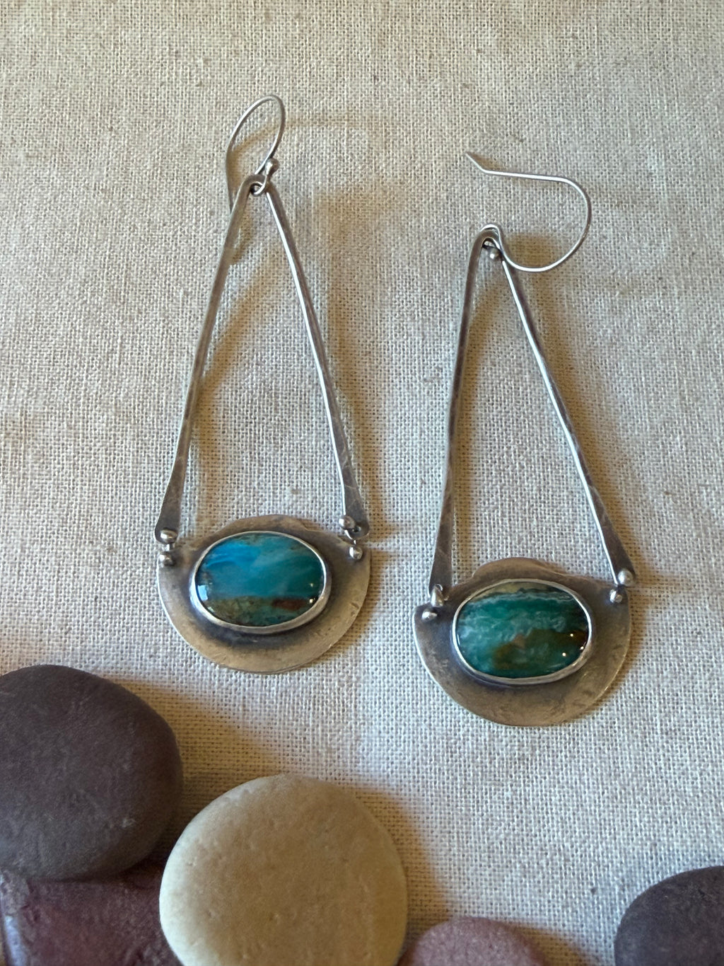 Peruvian Opal Earrings - Sterling Silver