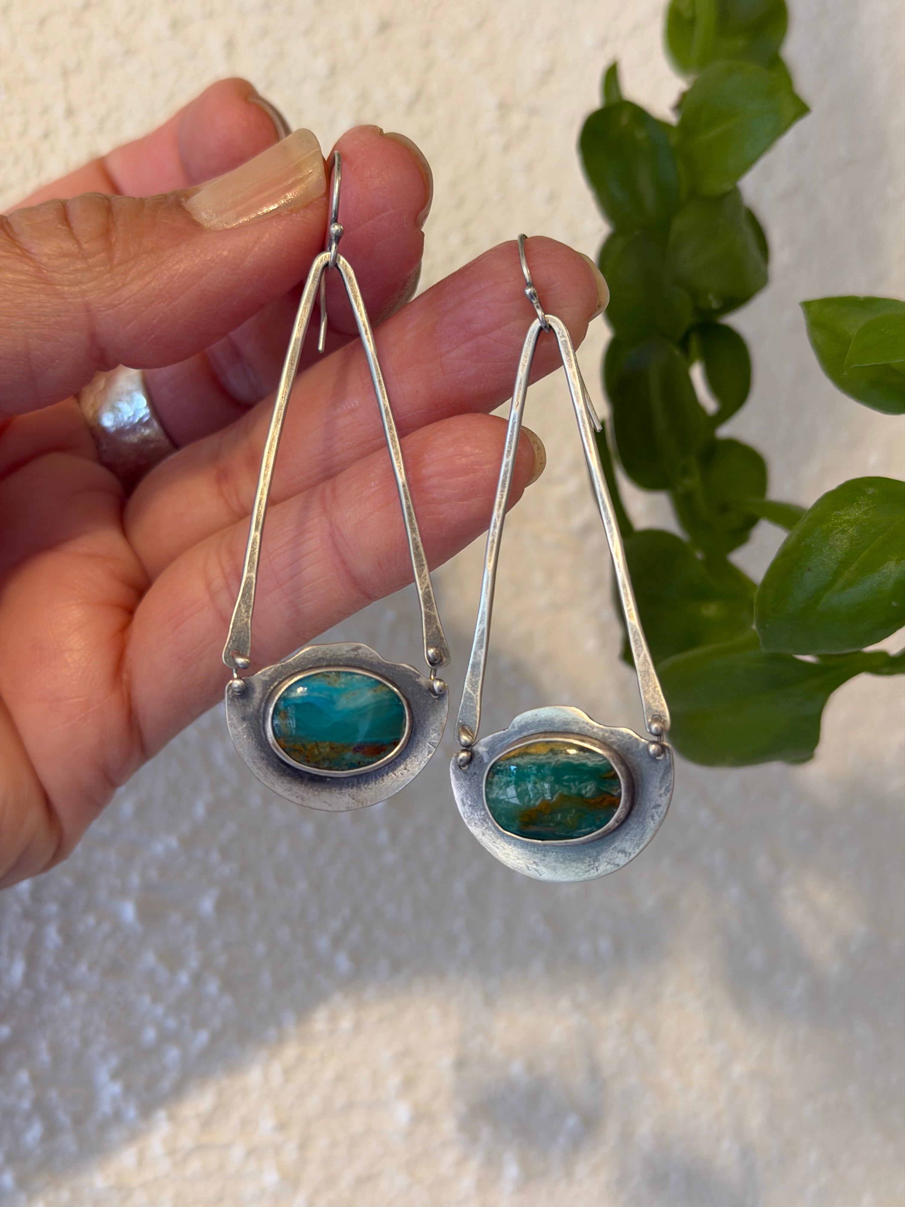 Peruvian Opal Earrings - Sterling Silver