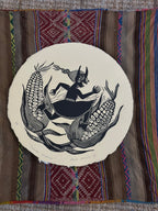 Trenza Dorada - Linocut Round Print