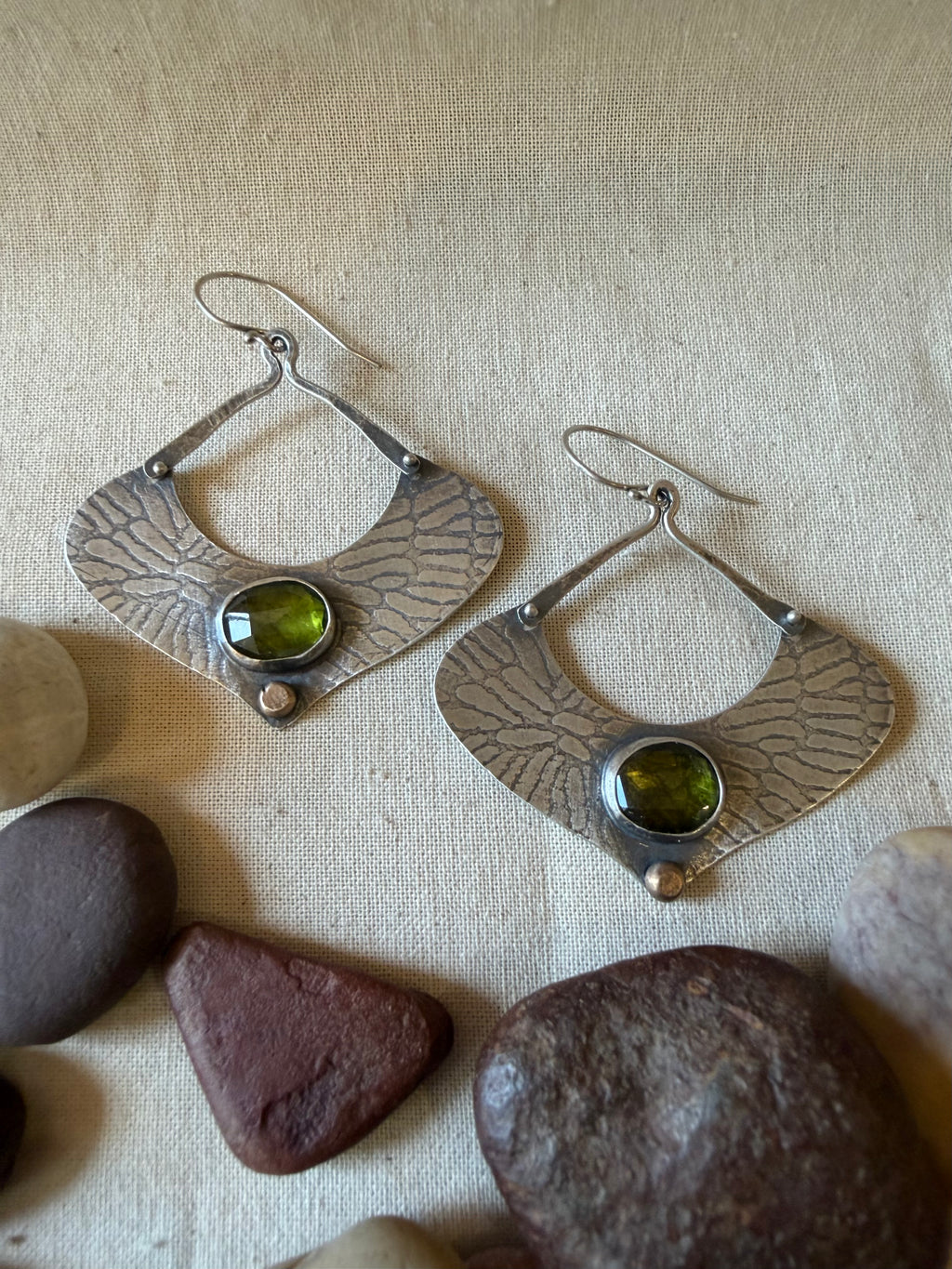 Green Citrine Statement earrings - Sterling Silver