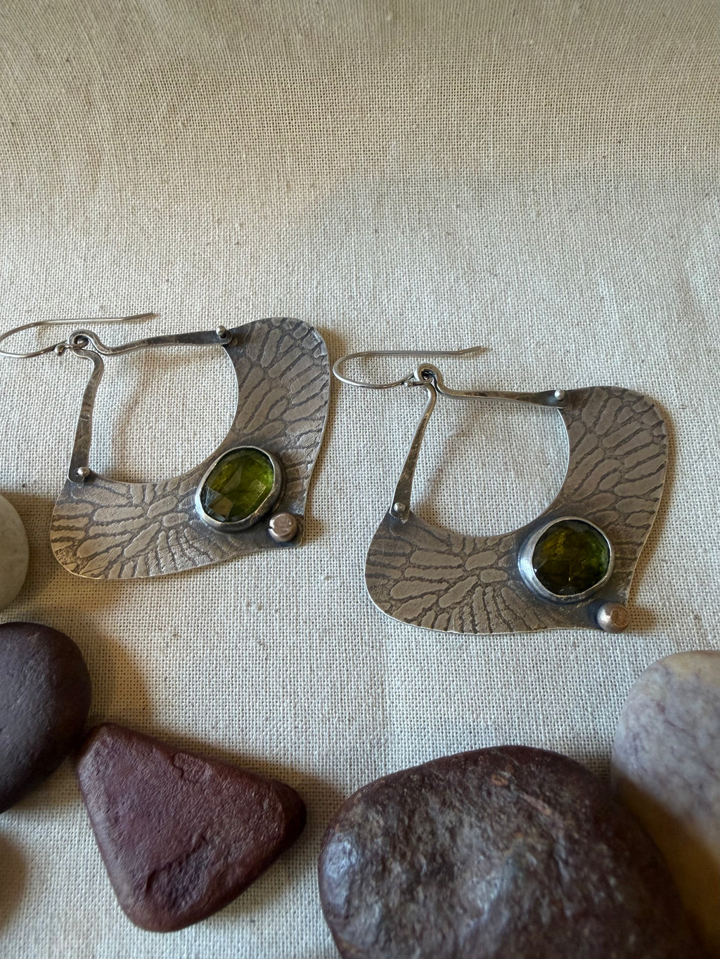 Green Citrine Statement earrings - Sterling Silver
