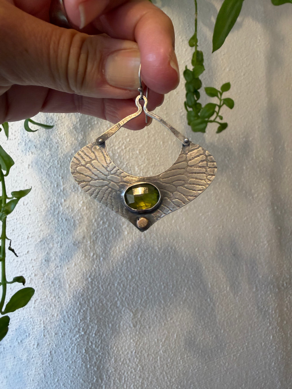 Green Citrine Statement earrings - Sterling Silver