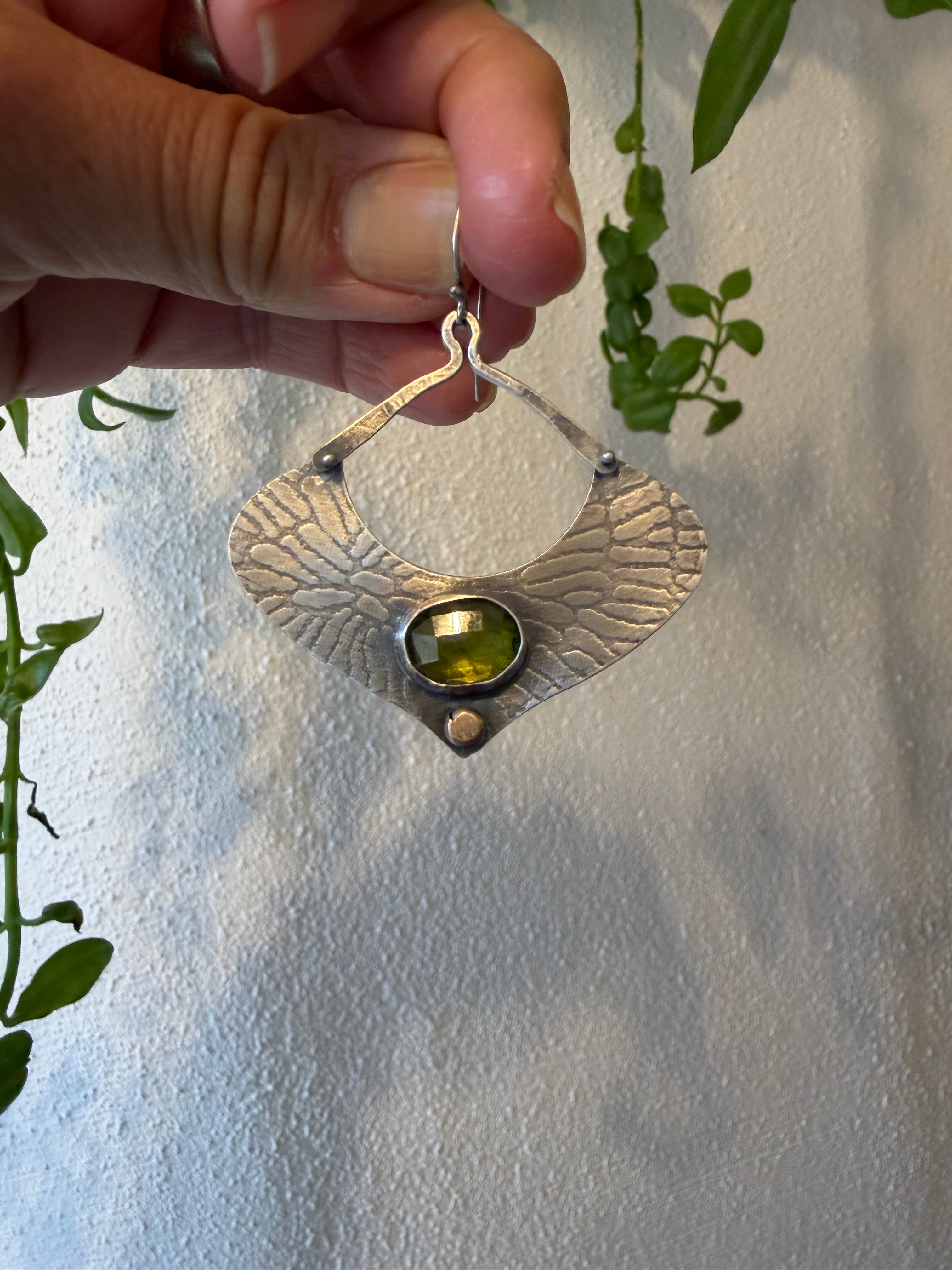 Green Citrine Statement earrings - Sterling Silver