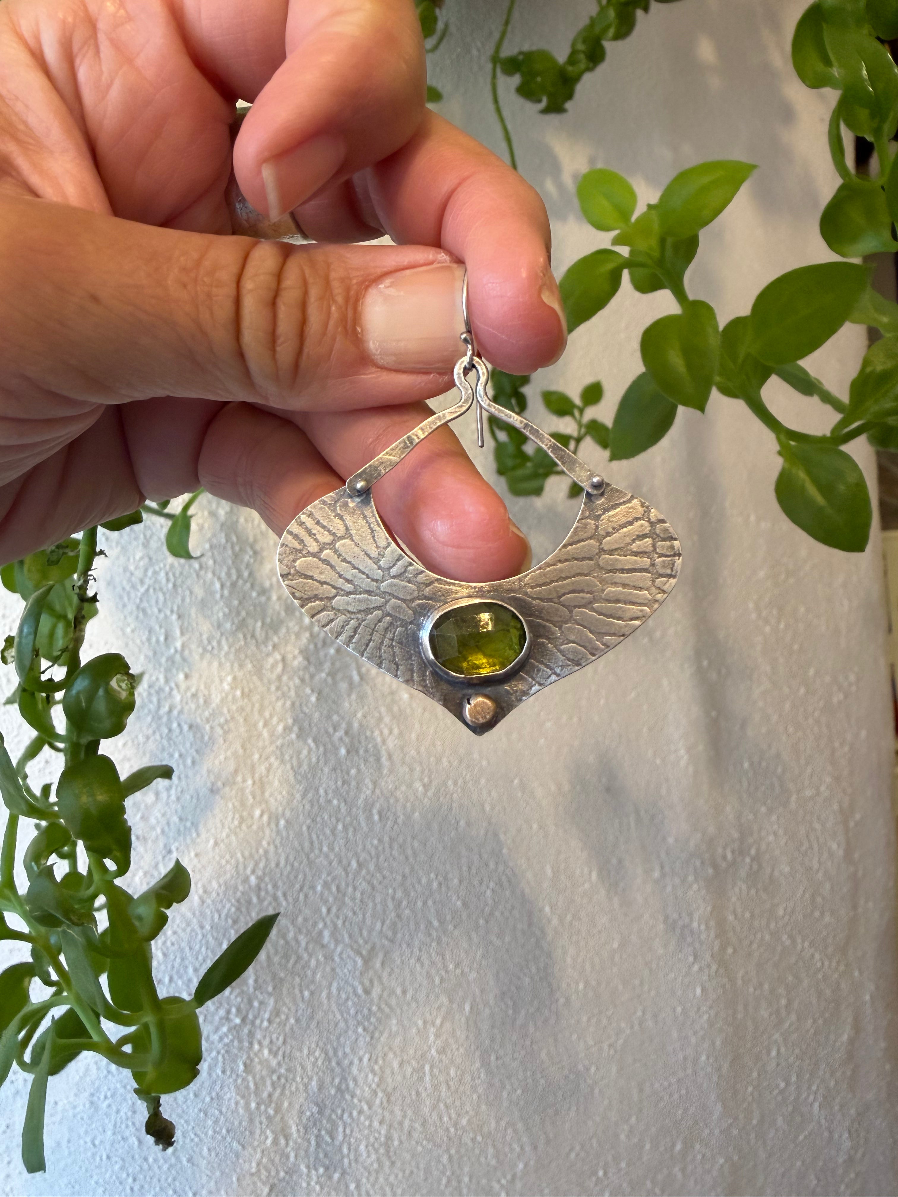 Green Citrine Statement earrings - Sterling Silver