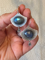 Labradorite ~ Connected dangle earrings ~ sterling silver