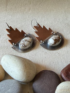 Sterling silver & copper Earrings ~ White