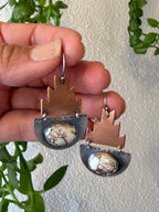 Sterling silver & copper Earrings ~ White