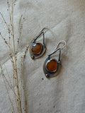 Agate Dangling Earrings ~ Sterling silver & bronze