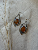 Agate Dangling Earrings ~ Sterling silver & bronze