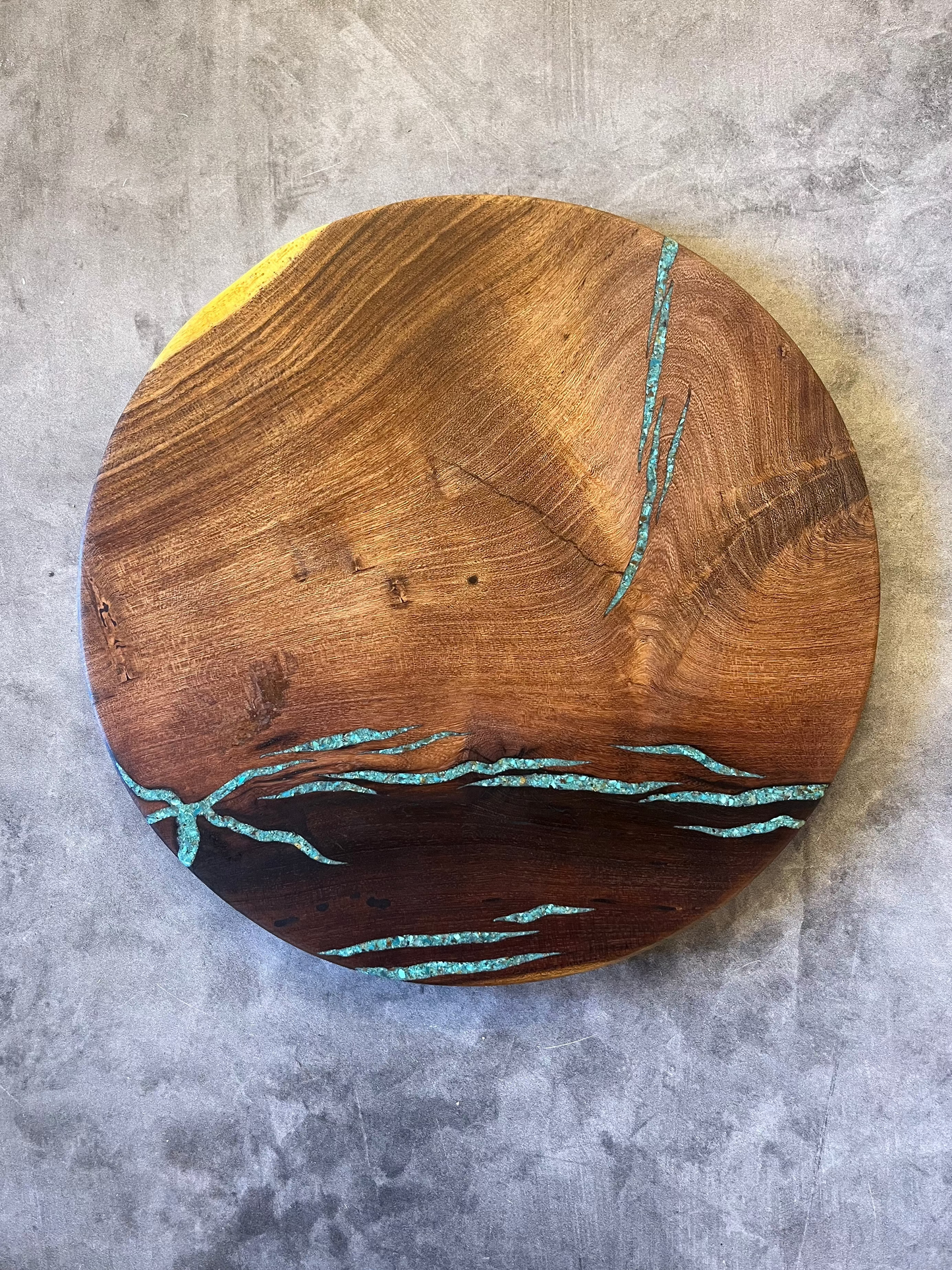 Cutting board with Kingman turquoise
