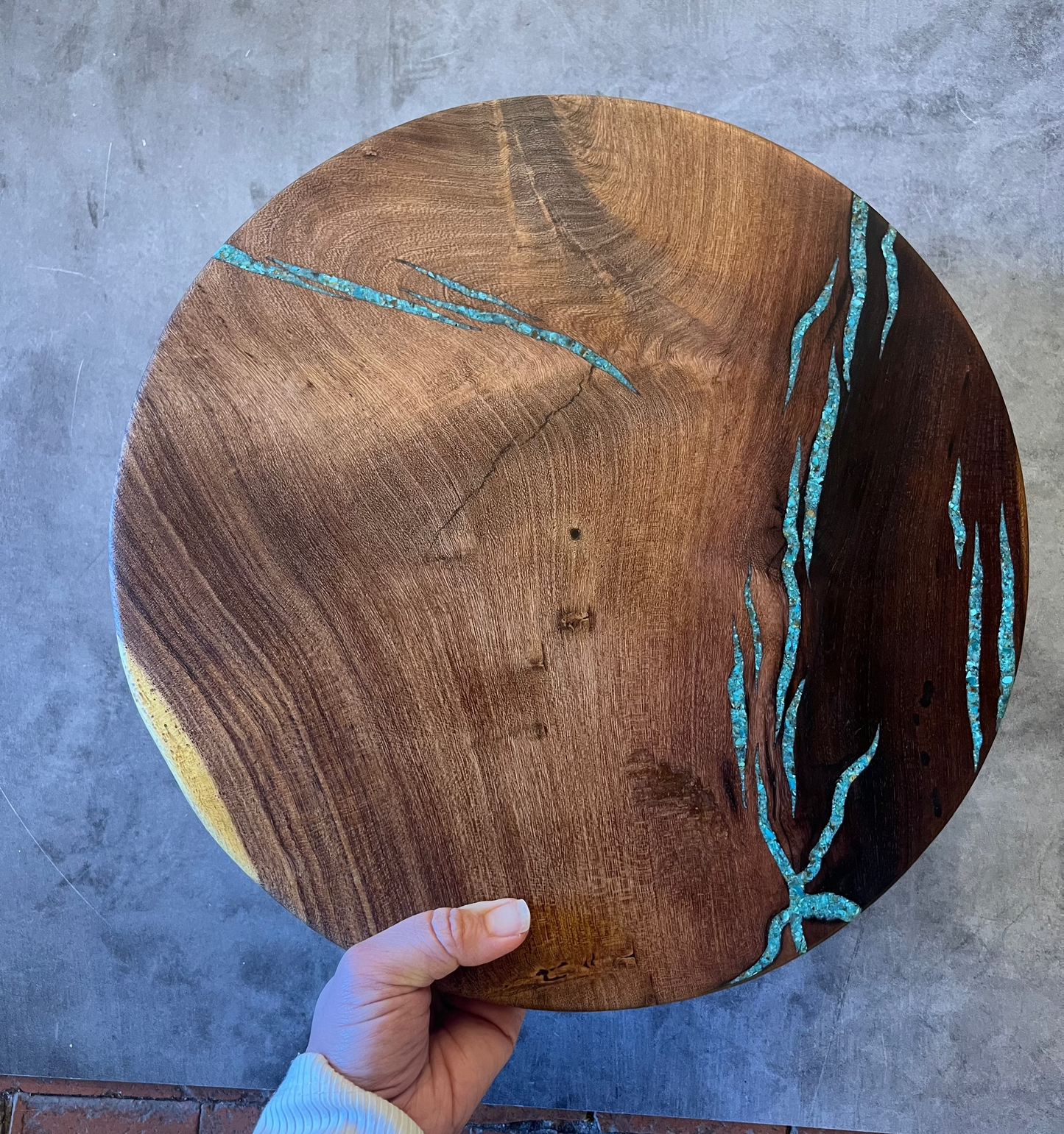 Cutting board with Kingman turquoise