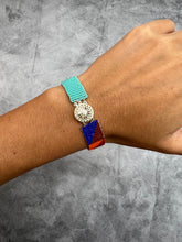 Load image into Gallery viewer, Beaded Fringe Bracelet Turquoise + Red
