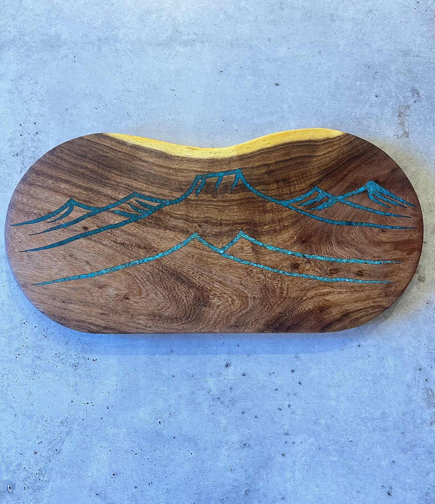Cutting board with Kingman and Peruvian Turquoise